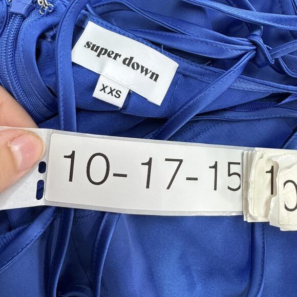 Superdown Dress Womens XXS Blue Yve Satin Strappy Mini Bodycon Party Cocktail - Picture 5 of 8